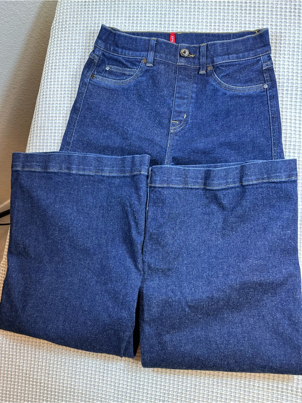 Spanx Wide Leg Jeans Raw Indigo Size Small - Picture 7 of 10
